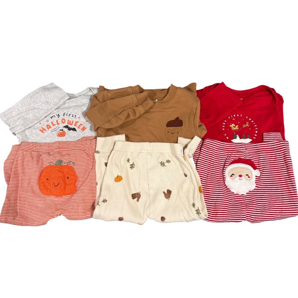 Carters Set First Holiday Outfits Halloween Thanksgiving Christmas 12 month boy